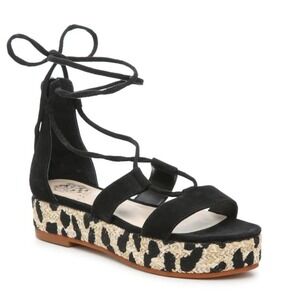 NEW! VINCE CAMUTO Kellia Animal Print Espadrille Tie Ankle Sandal 6.5.